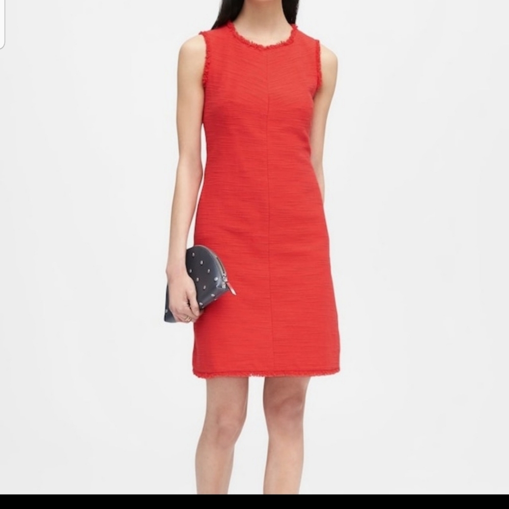 Banana Republic Red Sleeveless Midi Shift Dress